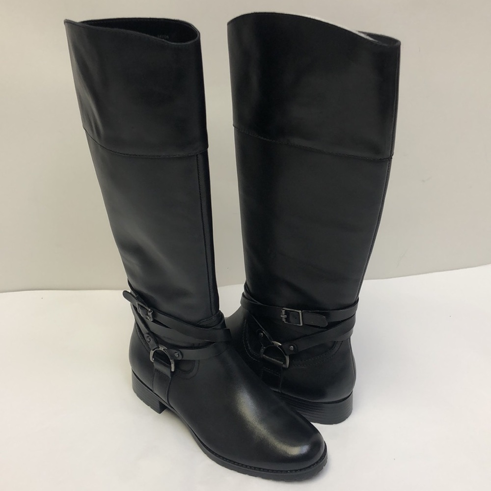 Lauren Ralph Lauren Savion Black Boots Leather New - Picture 3 of 12
